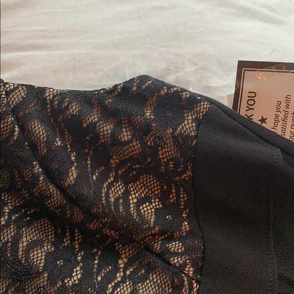 Black with nude lace, fitted, formal dress size 13 - Picture 3 of 6